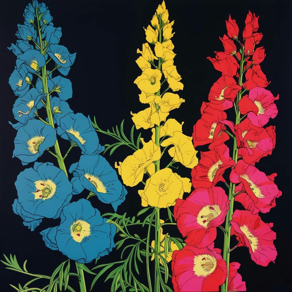 Delphinium 3 Pop Art Illustration Square