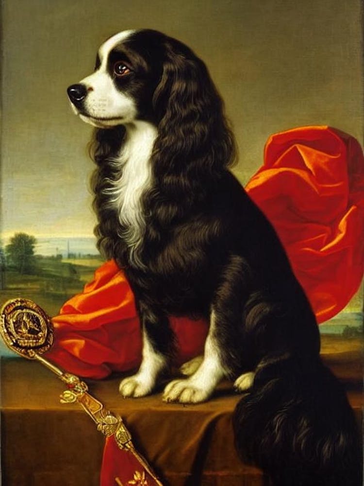Spaniel (Field) Renaissance Portrait Oil Painting