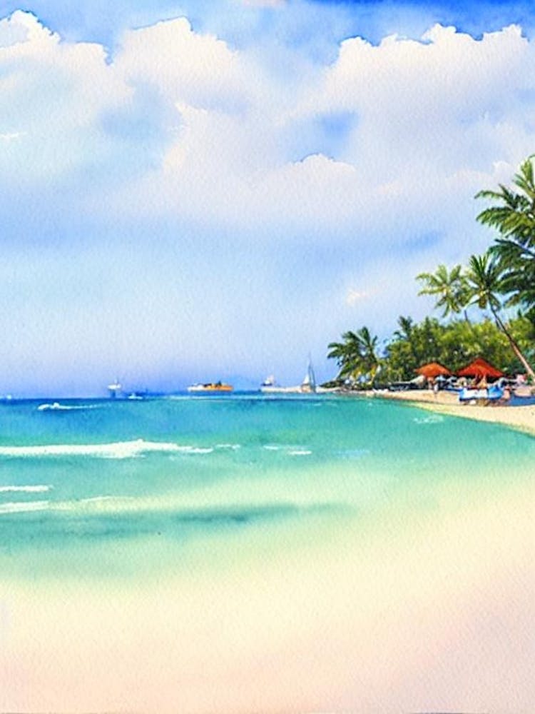 Negril Beach, Jamaica Watercolour