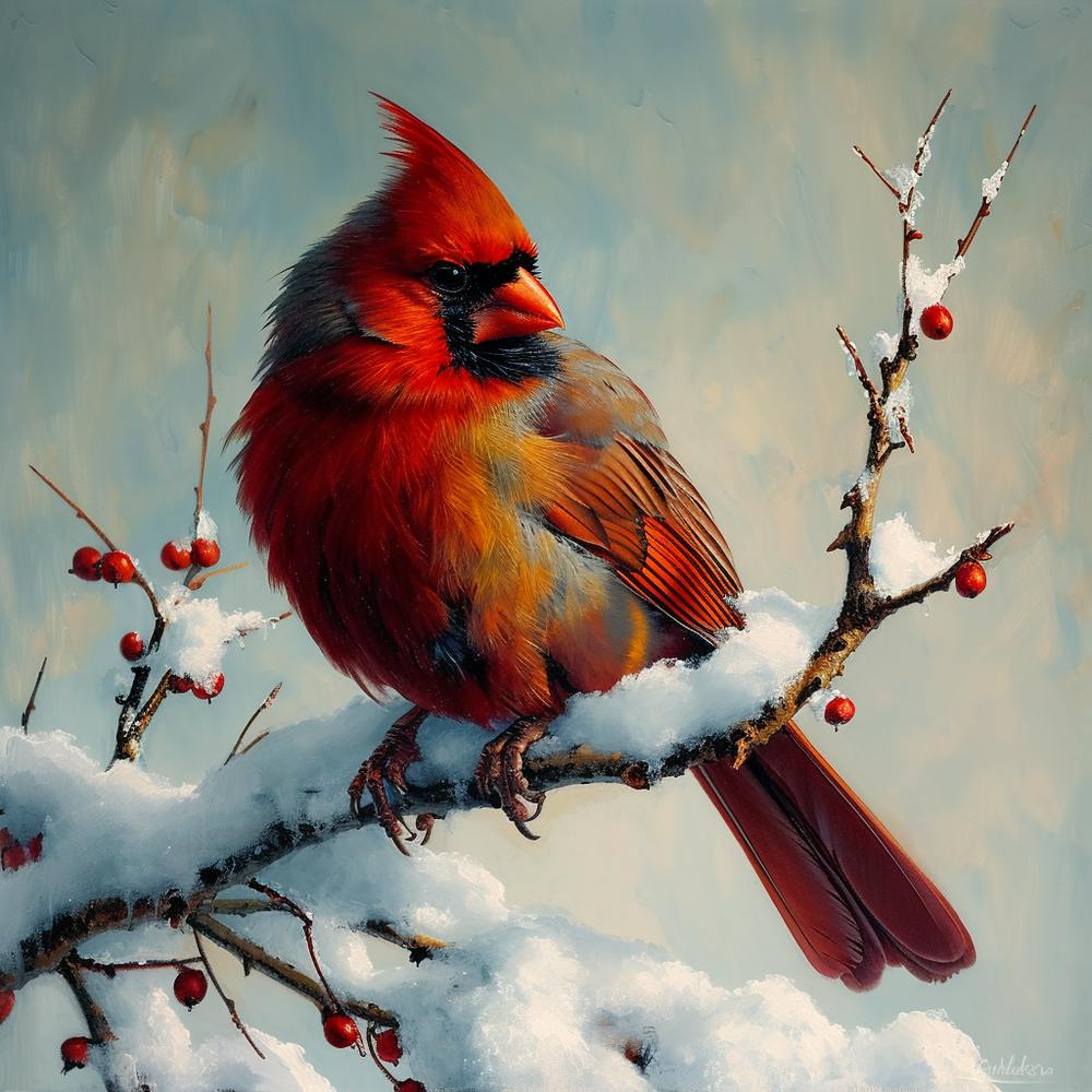 Cardinal In Snow 2