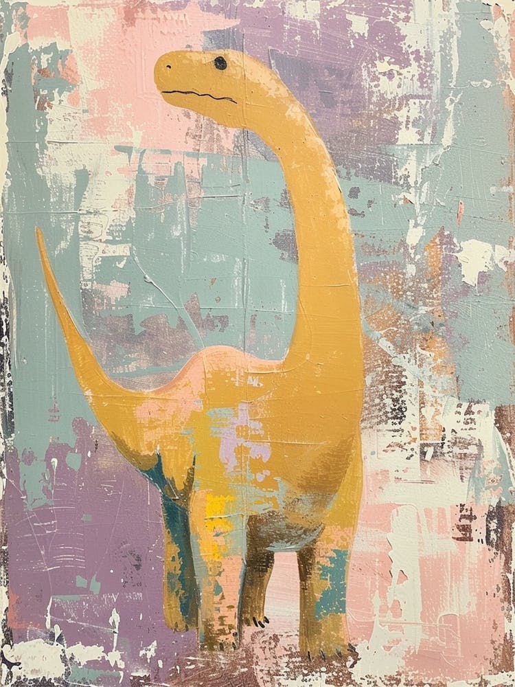 Gedämpfte Pastellfarben Dinosaurier-Porträt 3