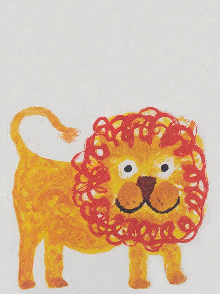 Lion, Colorful Vintage Art