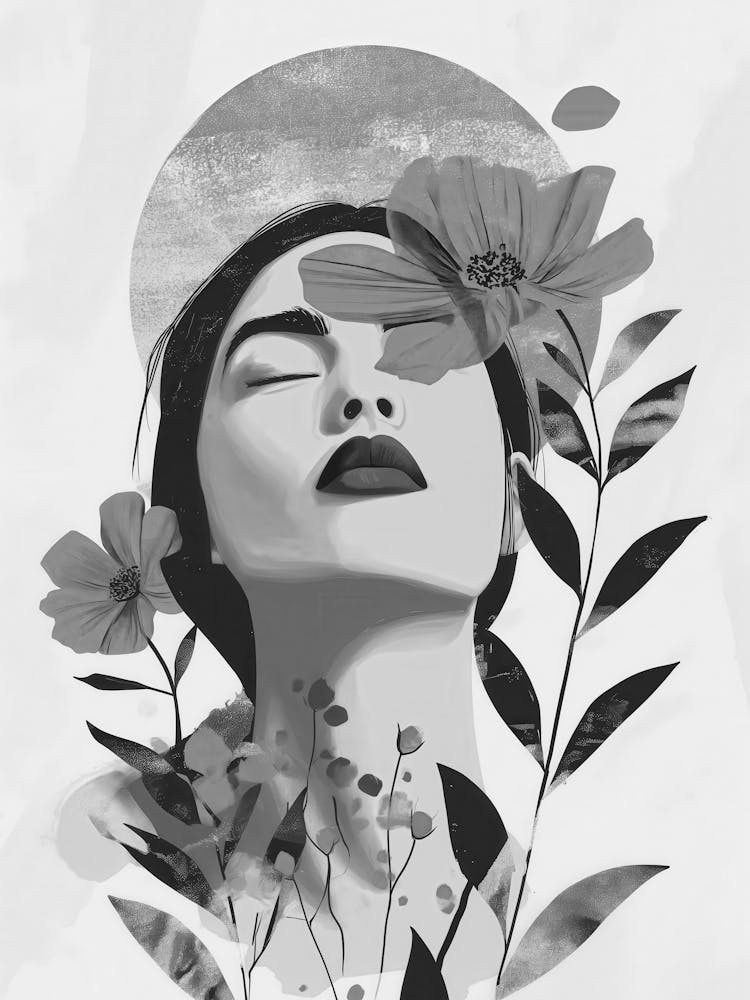 Porträt Einer Frau Mit Blumen