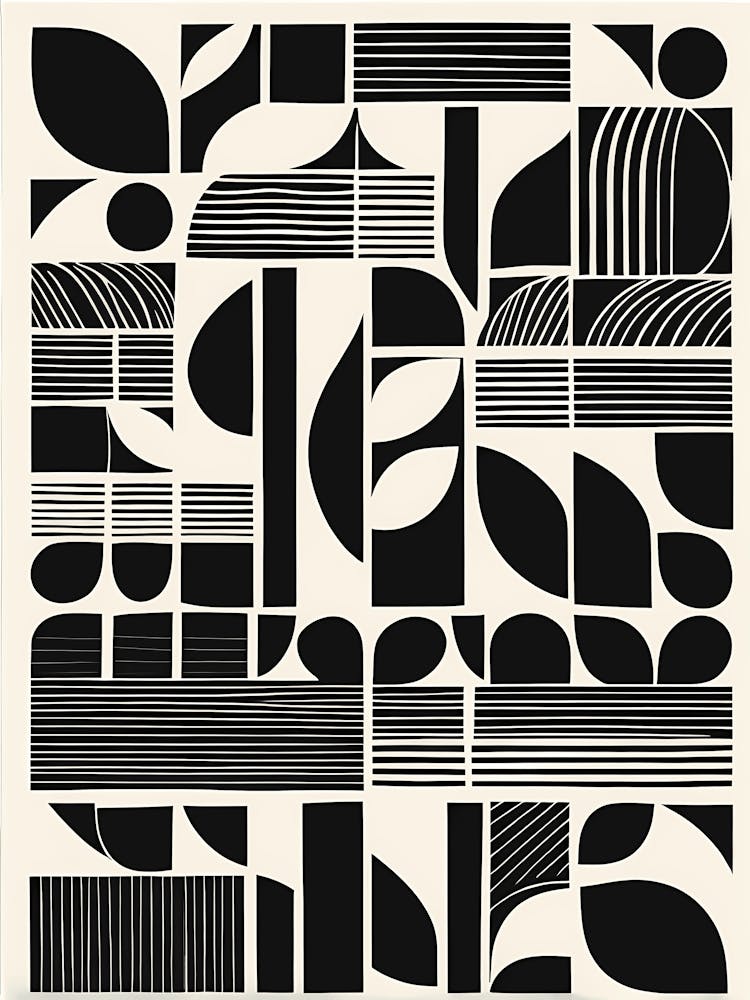 Retro Inspired Linocut Abstract Shapes Black And White Colors Minimal Make Sure There Is No Str 790205641