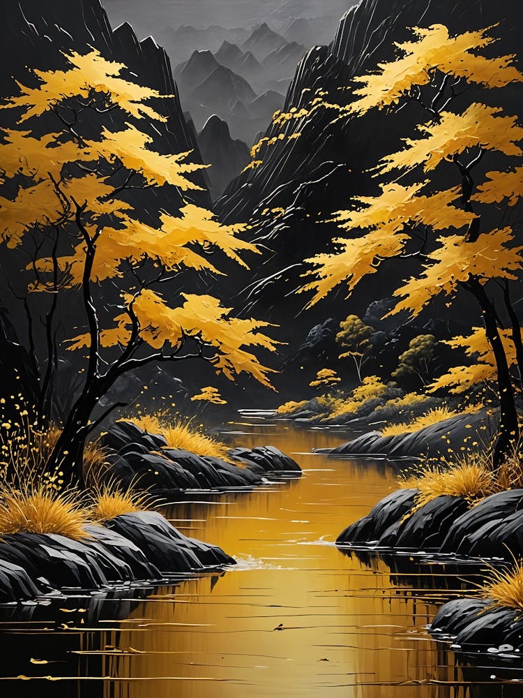 Golden Oriental Landscape no4