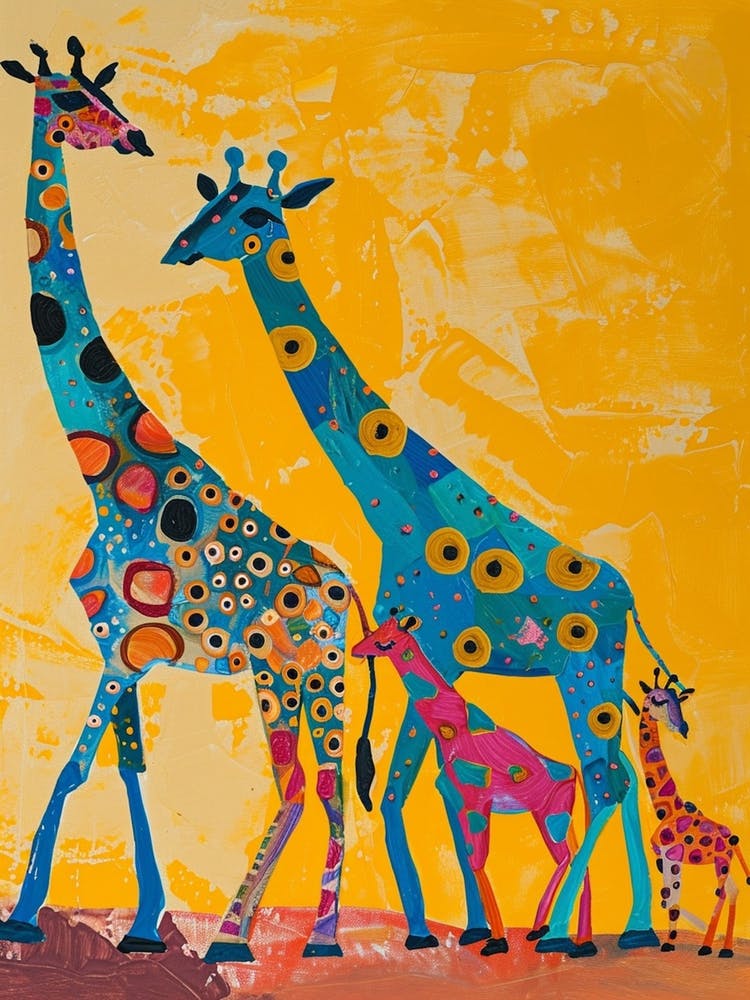 Geometric Abstract Giraffe Herd 4