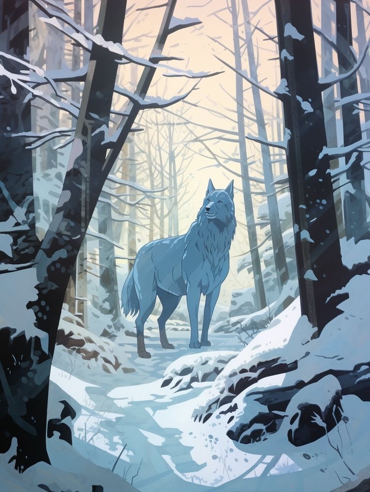 Winter-Grauwolf 3 Illustration