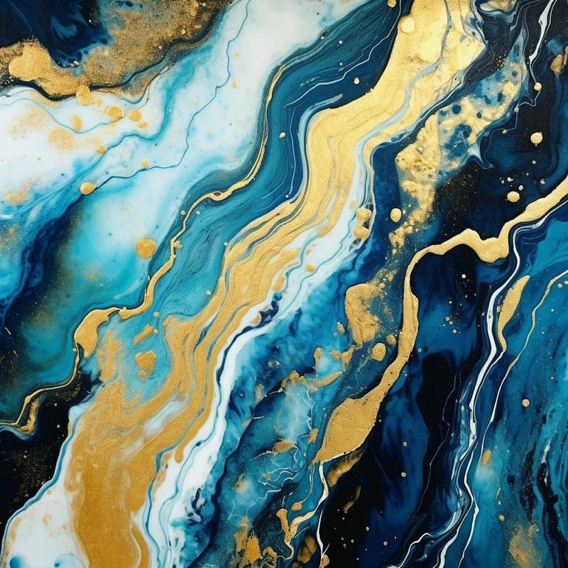 Gold And Blue Abstract Painting