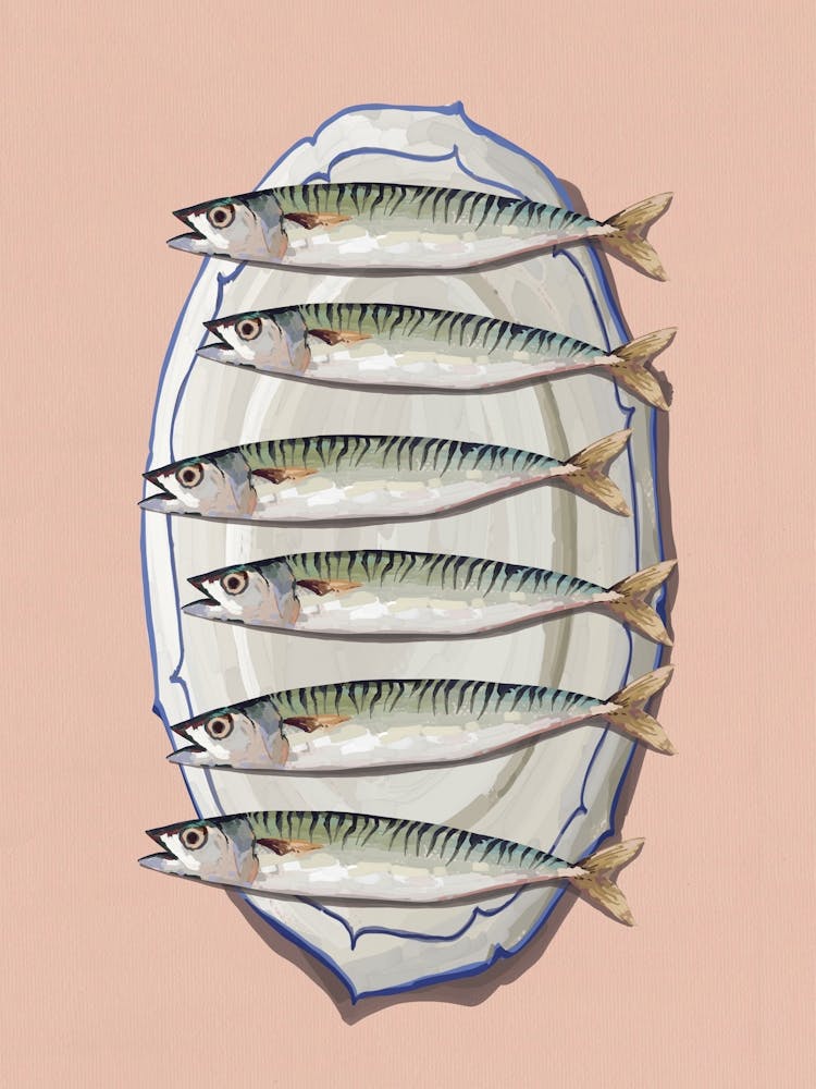 Mackerel Platter Kitchen Print