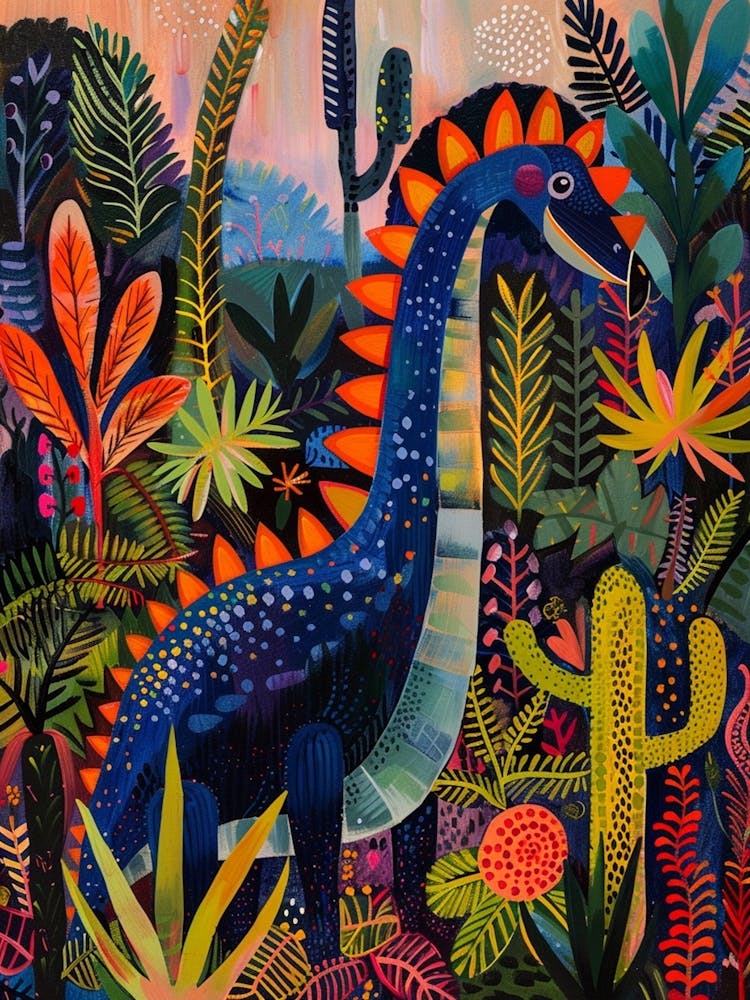 Dinosaur In The Desert With Cactus & Succulents