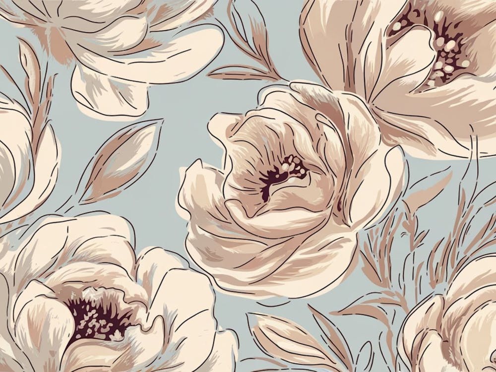 Soft Petal Dreams - Muted Peony Floral Pattern