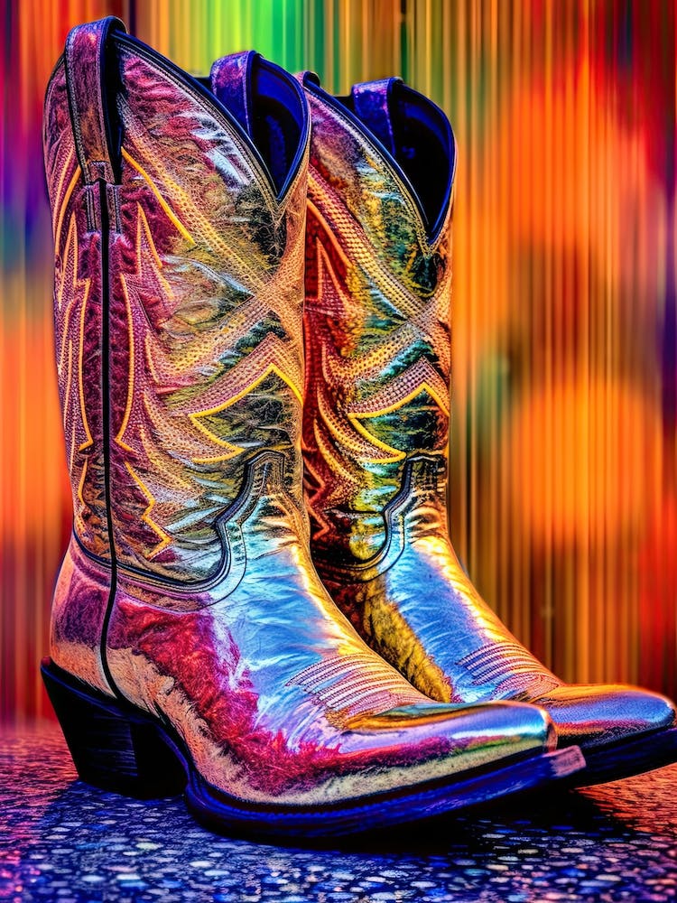 Disco Fieber Regenbogen Cowboy-Stiefel 2