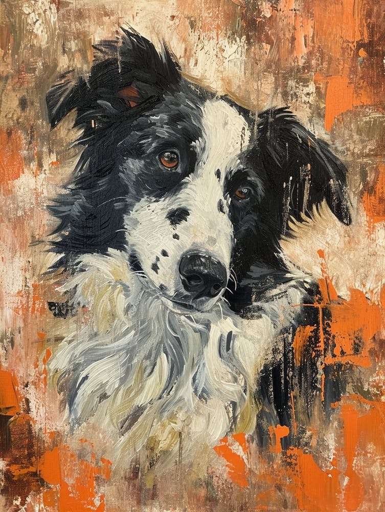 Border Collie Acrylic Painting 4