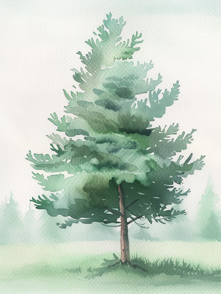 Pine Tree Atmospheric Watercolour Painting 2