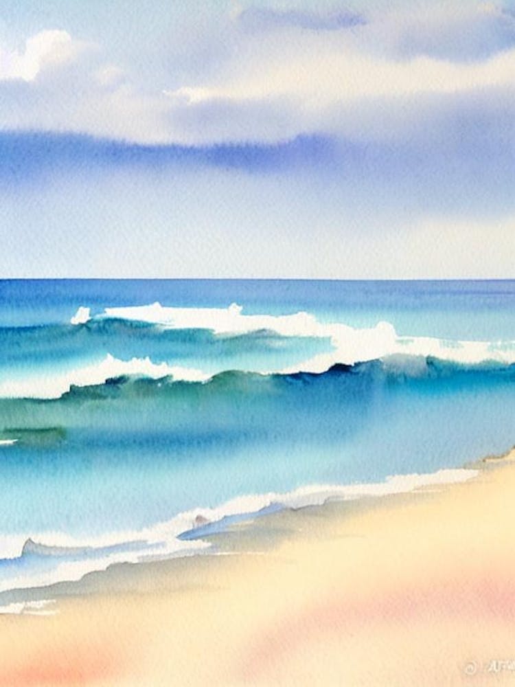 Playa De Las Teresitas, Tenerife, Spain Watercolour