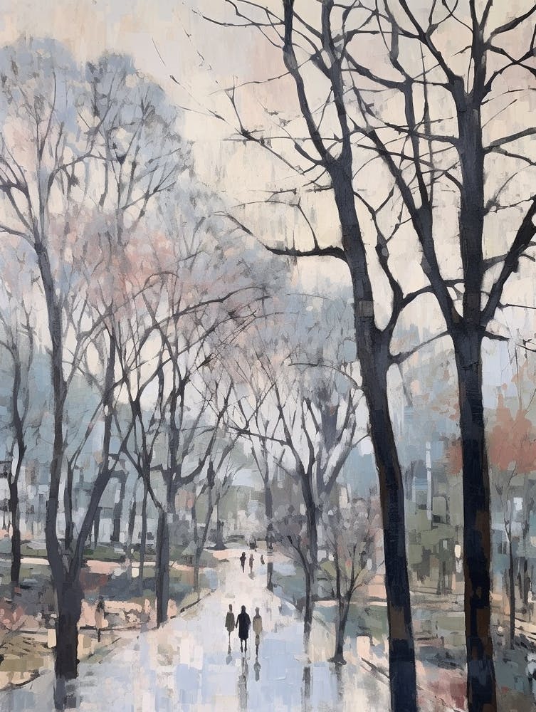 Winter City Park Painting Yoyogi Park Tokyo 2