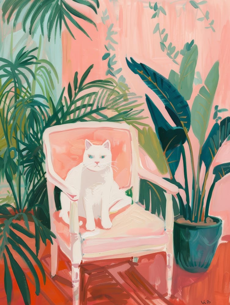 Cat In Pink Chair 1