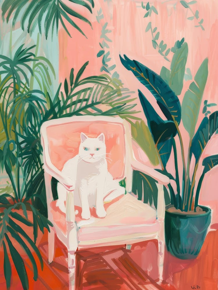 Cat In Pink Chair 1