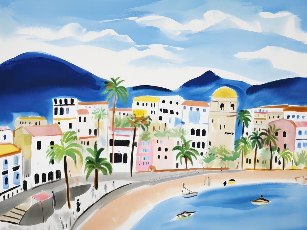 Salerno Italy Cute Watercolour Illustration 2