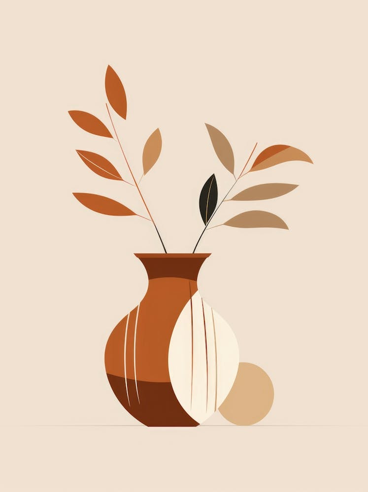 Vase With Leaves