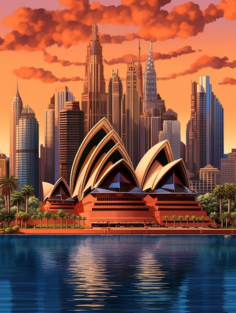 Sydney Opera House Pxiel Art 4