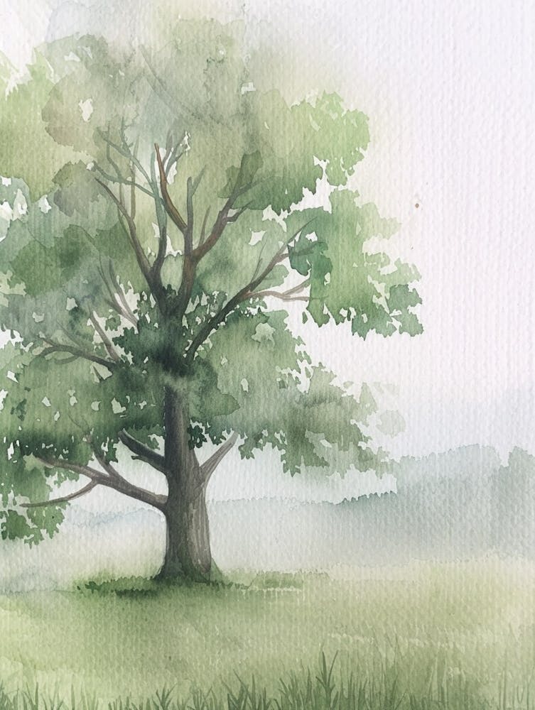 Ash Tree Atmospheric Watercolour Painting 3