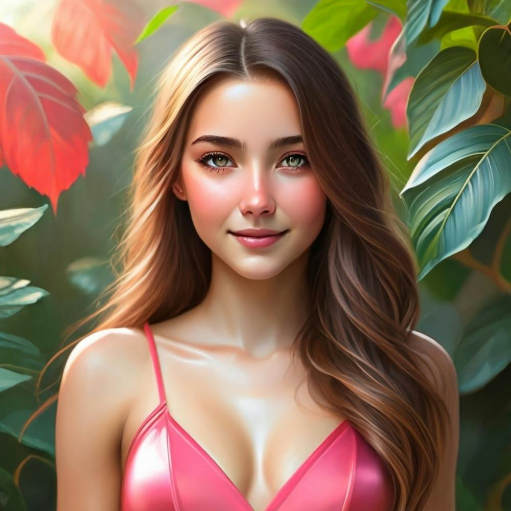 Asian Girl In Pink Bikini