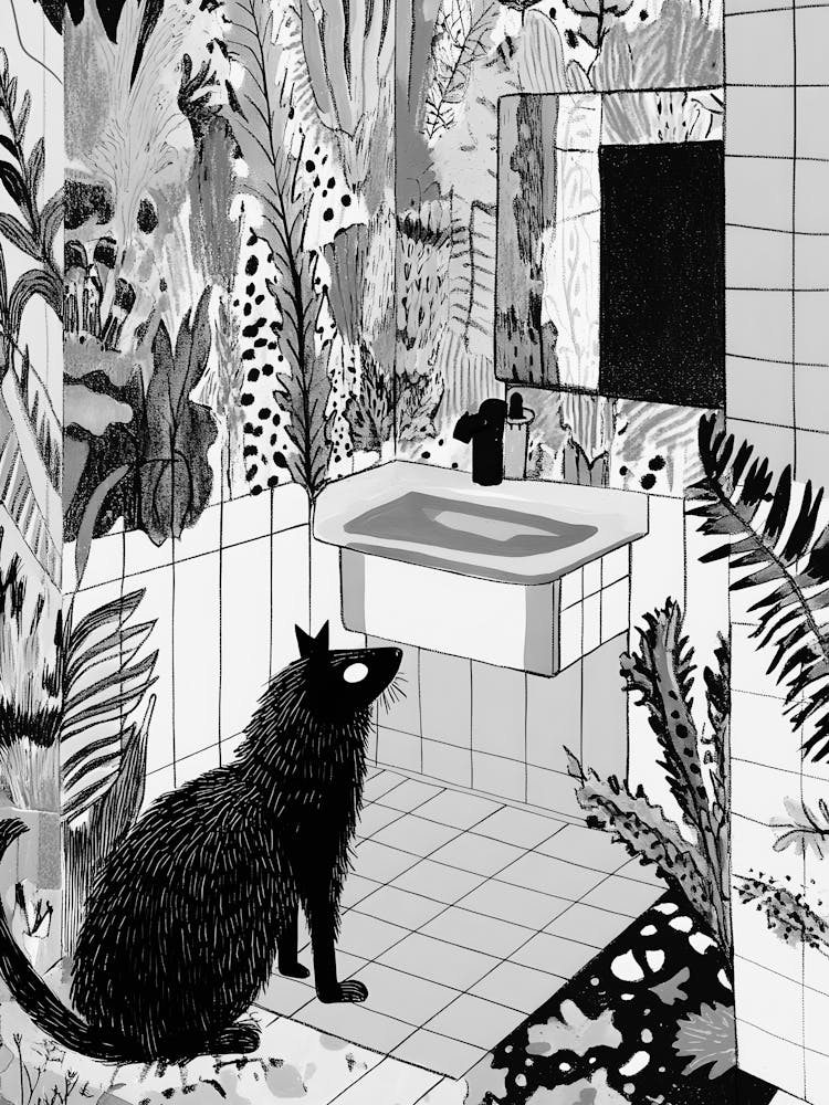 Cat In The Bathroom