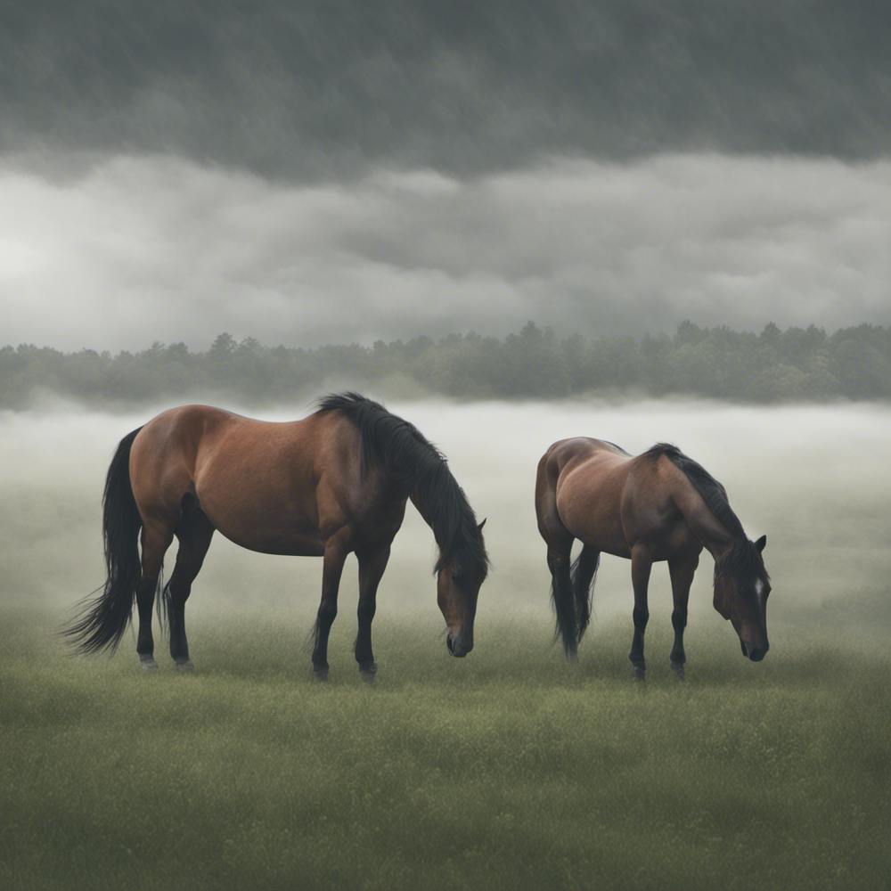 Horses Grazing In A Field