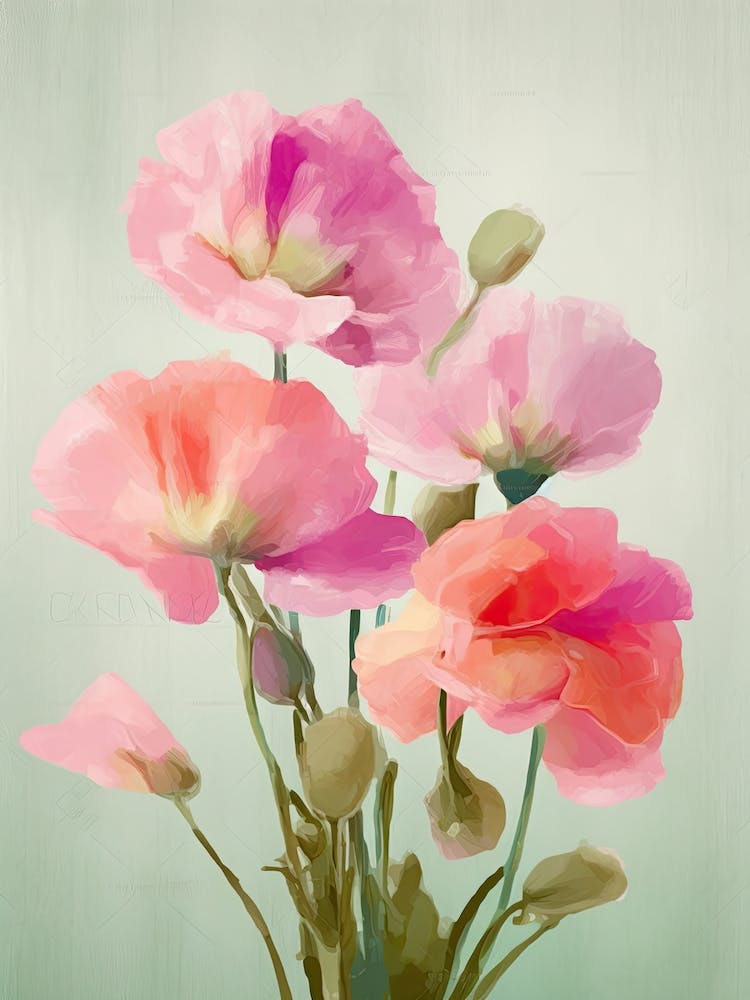 Sweet Pea Flowers Acrylic Painting In Pastel Colours 1