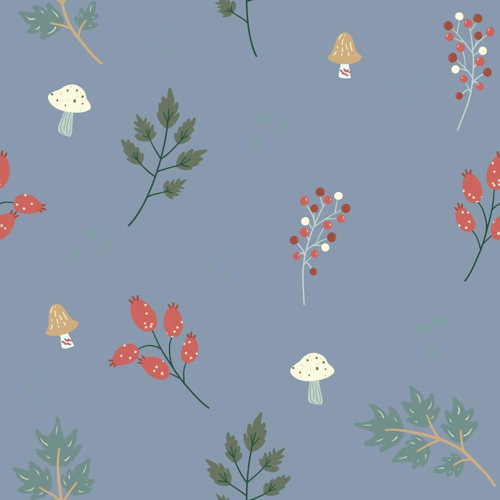 Whimsical Mushroom Repeat Blue