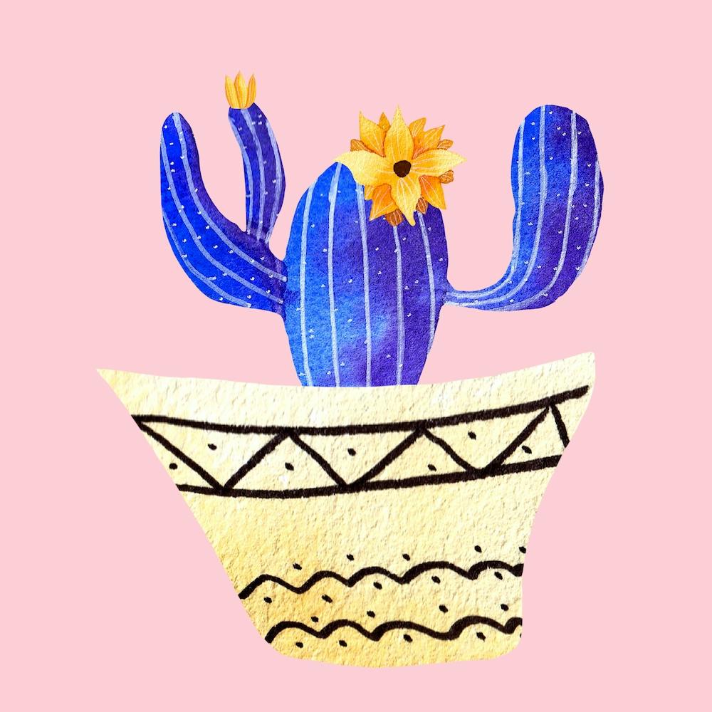 Golden Pots And Galactic Cacti Square