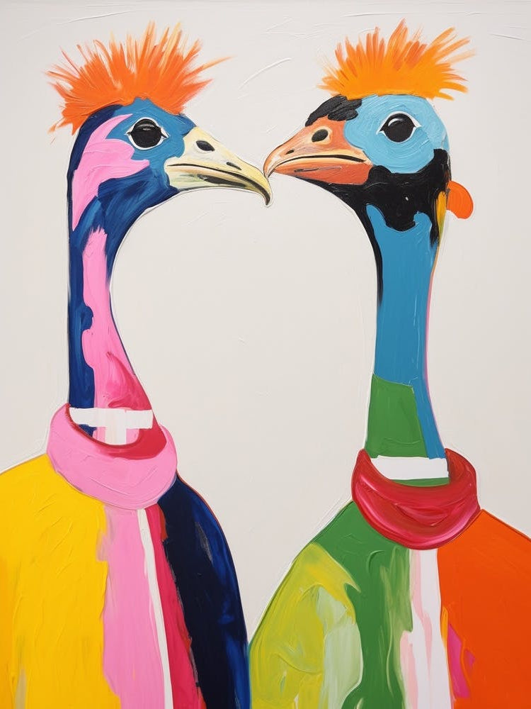 Colourful Kids Animal Art Ostrich 1