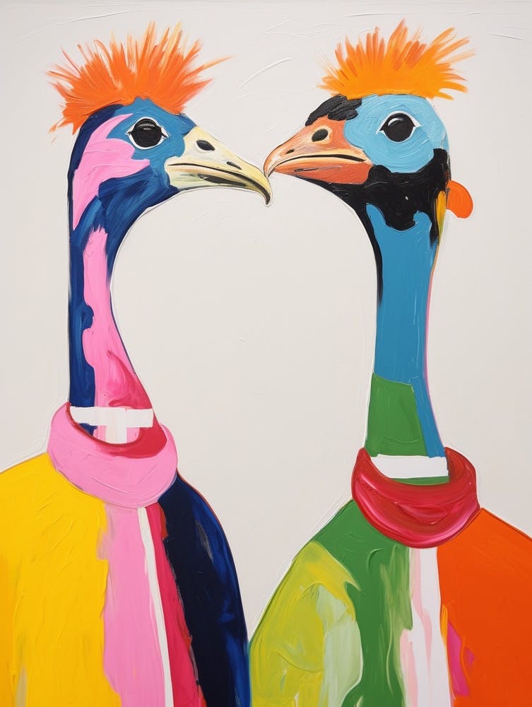 Colourful Kids Animal Art Ostrich 1