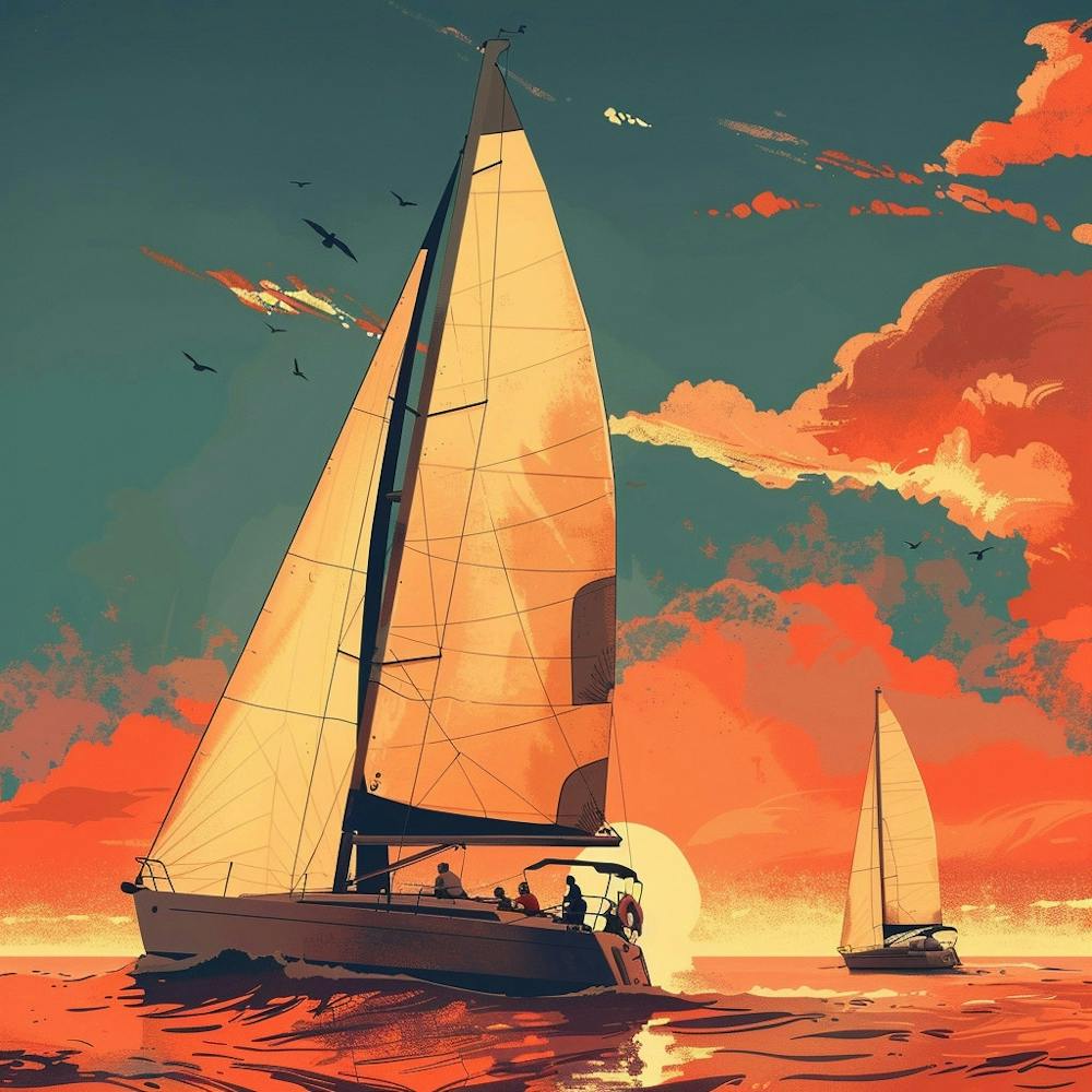 Sunset Sailboats