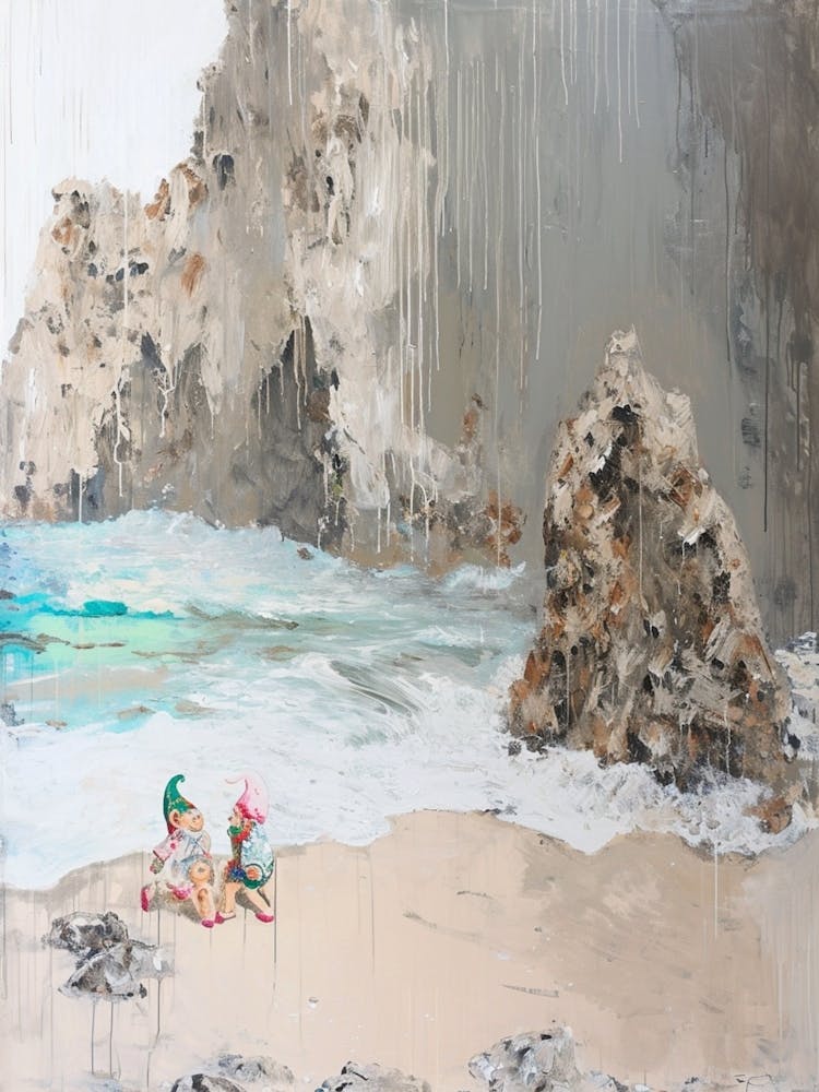 Gnomes On The Beach Kitsch Painting 2