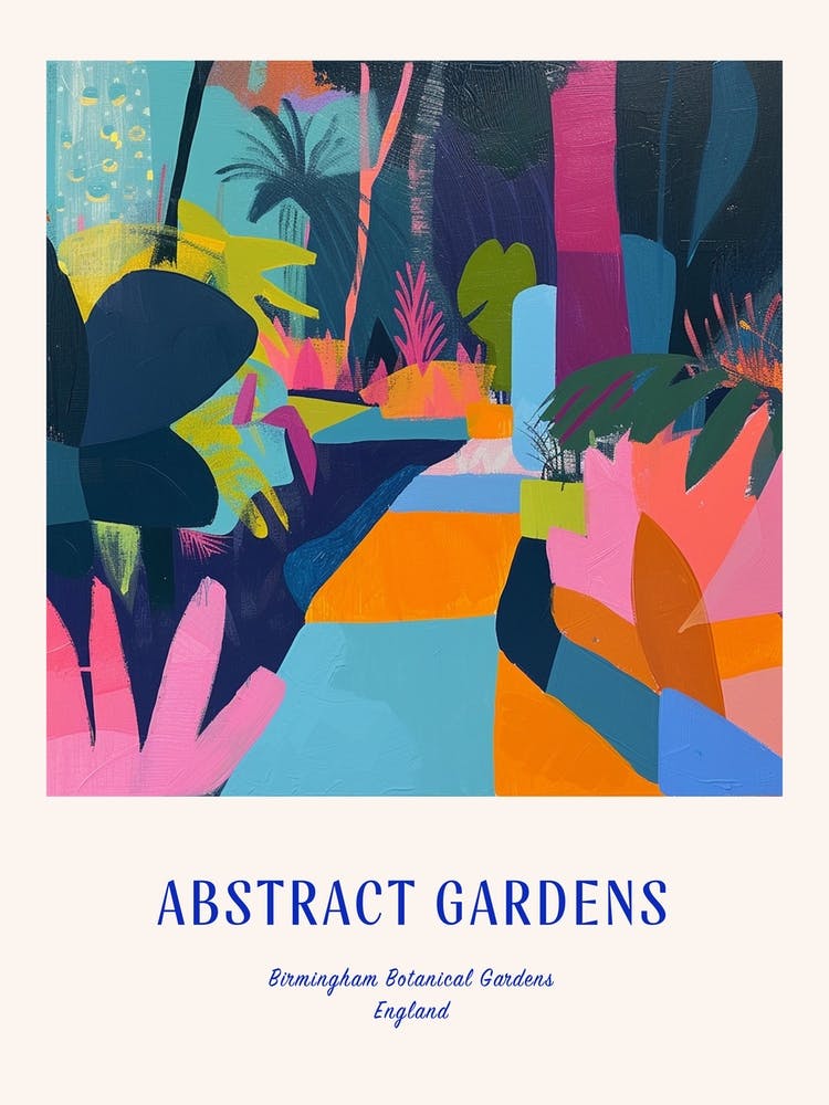 Farbenfrohe Gärten Birmingham Botanical Gardens 4 Blaues Poster