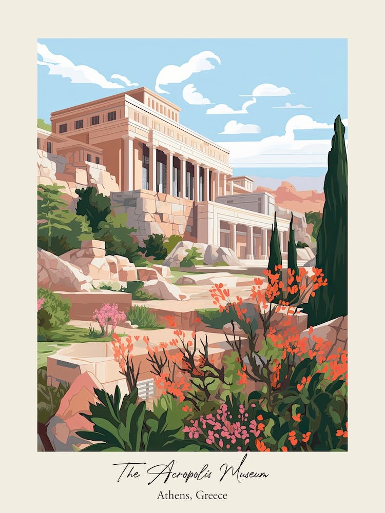 The Acropolis Museum   Athens, Greece   Cute Botanical Illustration Travel 3 Poster