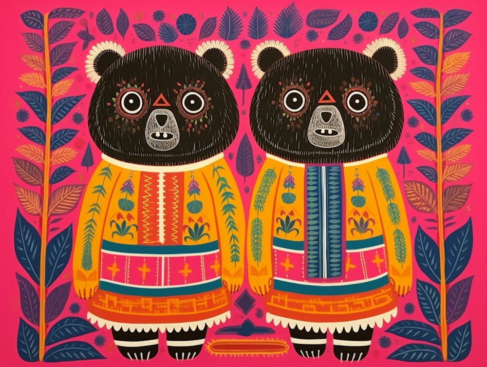 Binturong 1 Folk Style Animal Illustration
