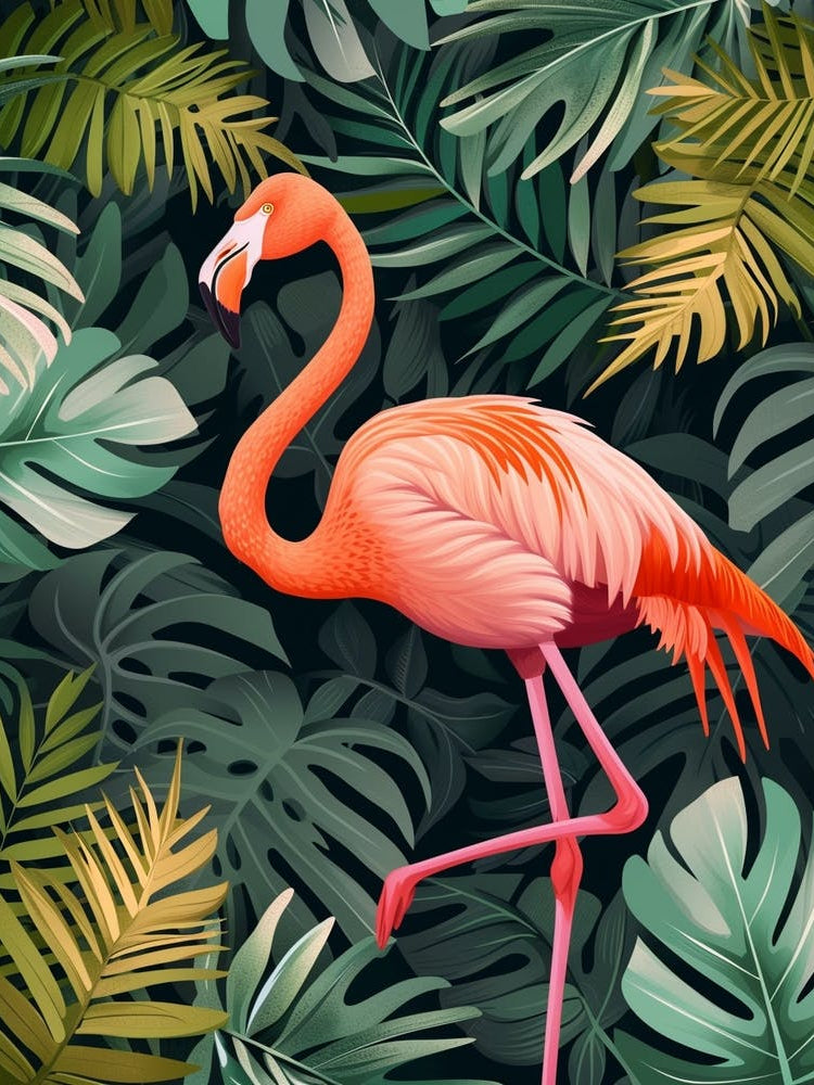 Greater Flamingo Yucatn Peninsula Mexico Tropical Illustration 4