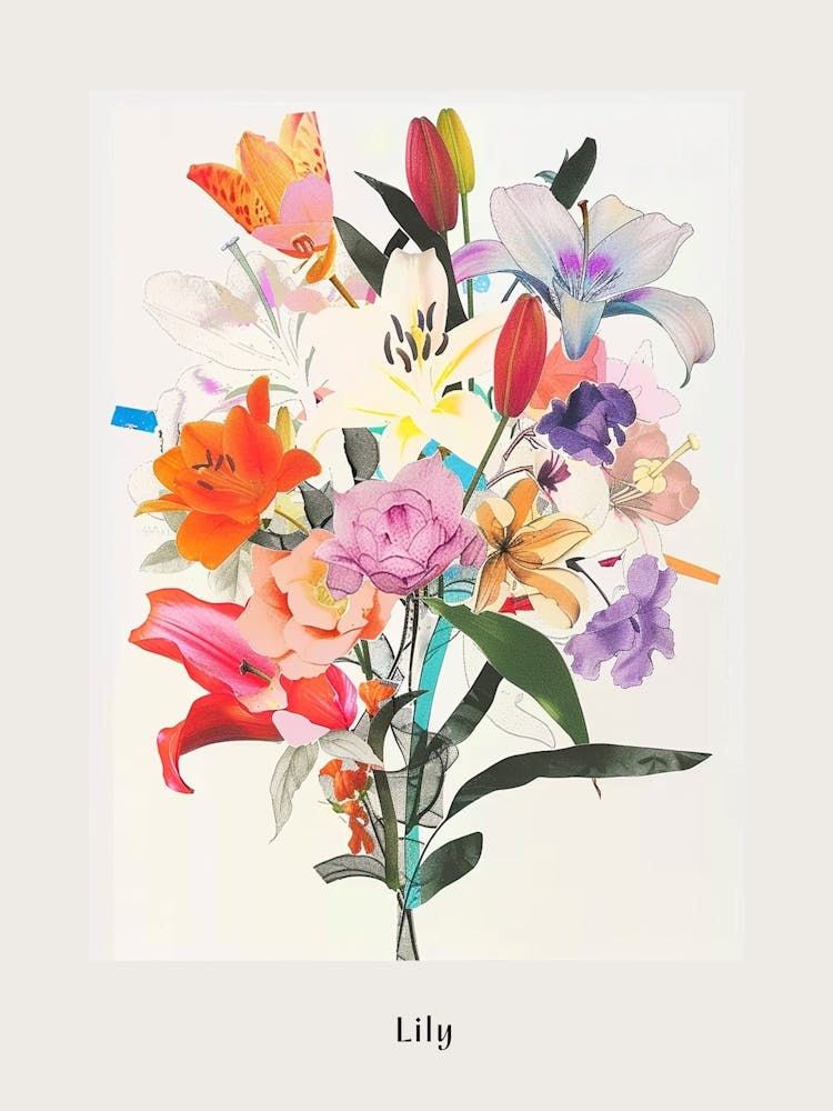 Lily 1 Collage Flower Bouquet Poster