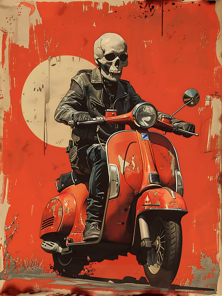 Skeleton On A Moped 4