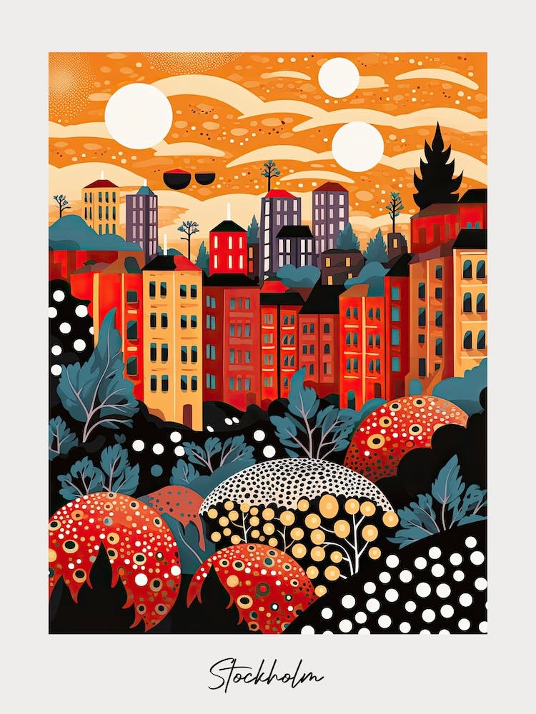Poster von Stockholm, Illustration im Pop-Art-Stil 1