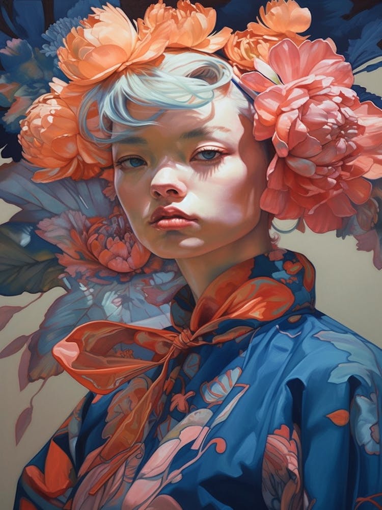 Asian Girl With Flowers 2