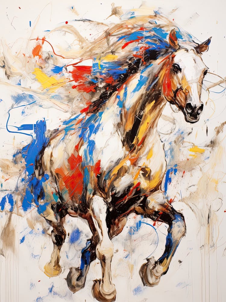 A Horse Painting In The Style Of Abstract Expressionist Techniques 2