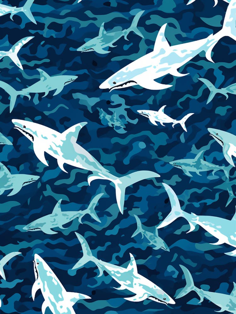 A Repeat Shark Pattern Vibrant Paint Splash 1