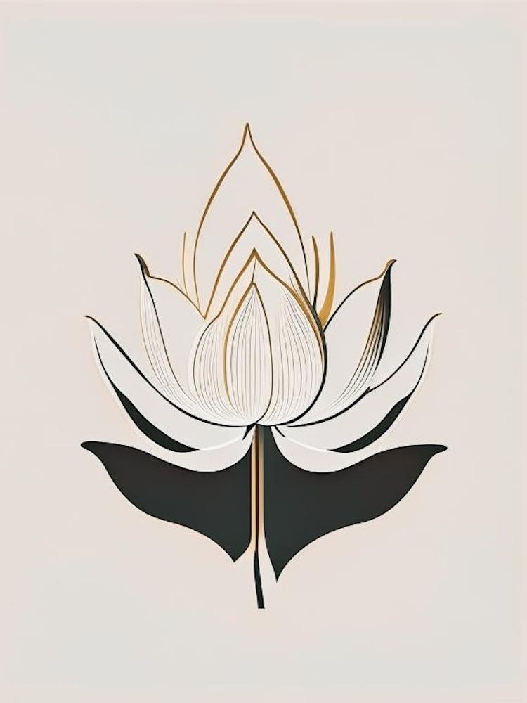 Lotus Flower In Garden Retro Minimal 6