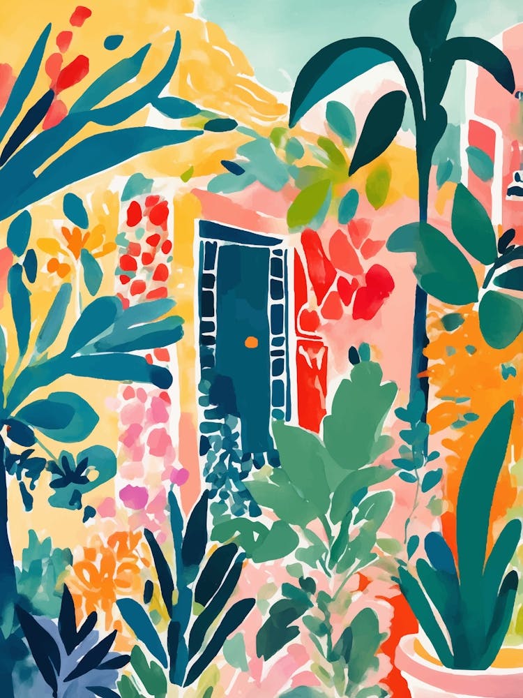 Blue door and Tropical Garden