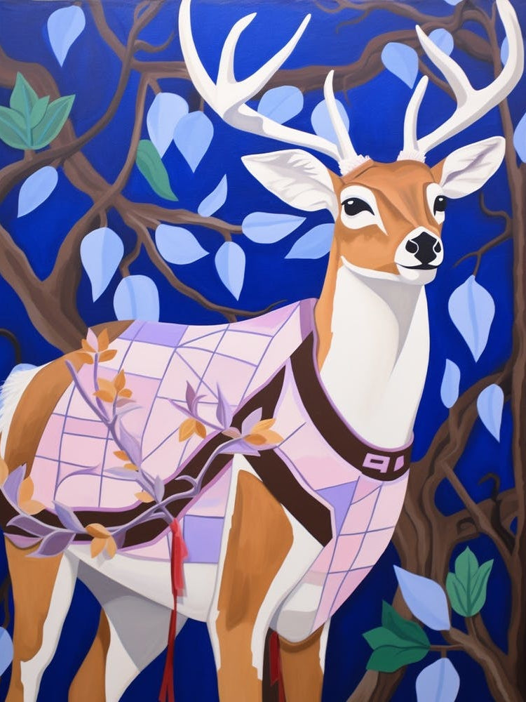 Maximalist Animal Painting White Tailed Deer 3