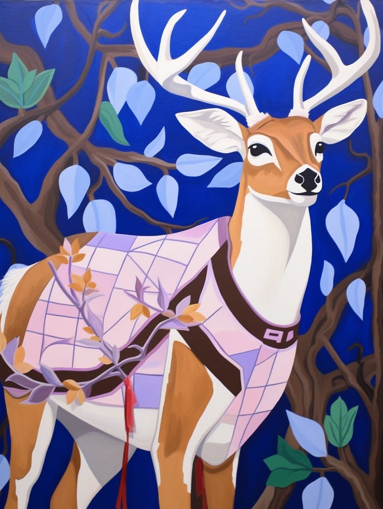 Maximalist Animal Painting White Tailed Deer 3
